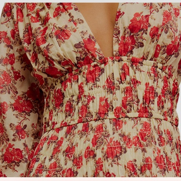 FREE PEOPLE KEEP YOU SMOCKED FLORAL FIT N FLARE MINI DRESS. IN STORES NWT! SzXS - Picture 9 of 14
